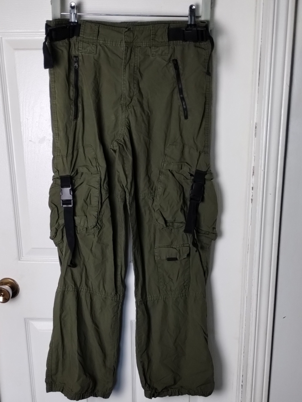 Garage Olive Utility Cargo Pants with Buckle Straps
